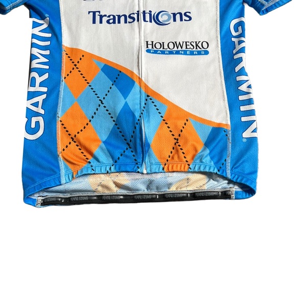 PEARL IZUMI WHITE/BLUE/ORANGE GARMIN FULL ZIP LIGHTWEIGHT CYCLING JERSEY - Picture 4 of 9